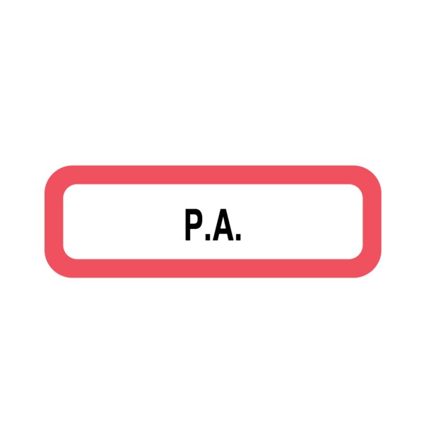 Position Labels - P.A. 1/2" x 1-1/2" White w/Red & Black
